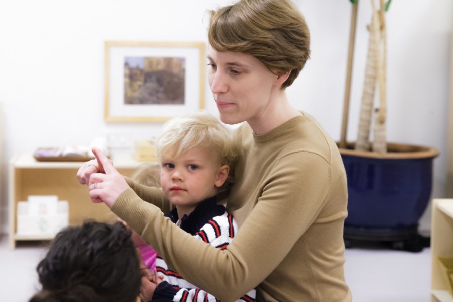 teacher with toddler student during a lesson